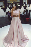 2024 Gorgeous Prom Dresses A Line V- Neck Satin With Appliques Bodice PDZ545AK