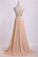 2024 Sexy Prom Dresses Halter Two Pieces A Line With Flowing Chiffon PK63BCD7