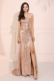 Glitter Sequin Prom Dress Side Split Long Evening Dress