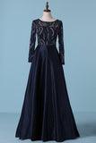 2022 Prom Dresses A Line Scoop Satin With Beading PS1KCHZD