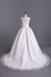 2024 Romantic Lace Bodice A Line Wedding Dress Pick Up Organza Skirt Cathedral Train P5QMNL8C