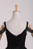 2024 Black Straps A Line Homecoming Dresses Lace With Ruffles & PFNBL45P