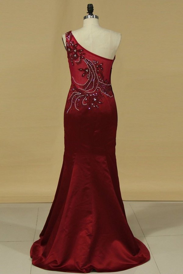 2022 Prom Dresses Mermaid One Shoulder With Beading Floor P7L8ZNDP
