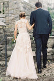 Elegant V-Neck Sleeveless Cap Sleeves Floor-Length Wedding Dress With STGPRQZPNT7