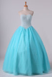 2024 Ball Gown Sweetheart Quinceanera Dresses With Pearls & Rhinestones P8TEXP9C