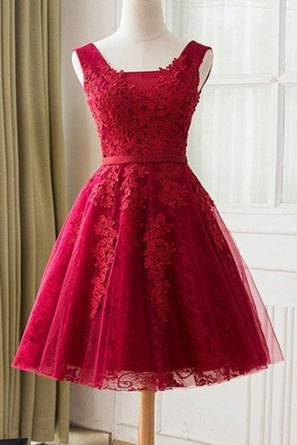 2022 New Arrival A Line Scoop Tulle & Appliques Homecoming Dresses PCFQPHEQ
