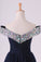 2022 Off The Shoulder With Beading And Ruffles Prom Dresses A Line P71Y3M2L