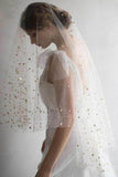 Elegant Short Sequins Tulle Wedding Veils with Stars STG15580