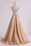 2022 Prom Dresses Bateau Ball Gown Lace Bodice With Long Taffeta Skirt Sweep PM62L1FF