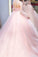 2022 Pink Ball Gown Jewel Long Sleeves Sweep/Brush Train Lace Tulle PFJFBNQK
