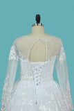 2024 Lace Wedding Dresses Long Sleeves Scoop A Line With Applique And Beads P8HQPPP1