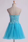 2024 Homecoming Dress Sweet Short/Mini A Line Tulle Skirt With Applique And P3AYS2XB