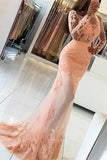 2022 Prom Dresses Mermaid Scoop Long Sleeves With Applique Tulle PY8563HA