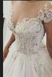 2024 Fantastic Wedding Dresses Scoop Neck Ball Gown Tulle With Appliques PSM7DRT2
