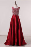2022 New Arrival A Line Scoop Prom Dresses Two Pieces Satin PF3SK7BY