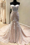 Gorgeous Sweetheart Mermaid Lace Appliqued Wedding Dresses Strapless Bridal STGPJ18HD74