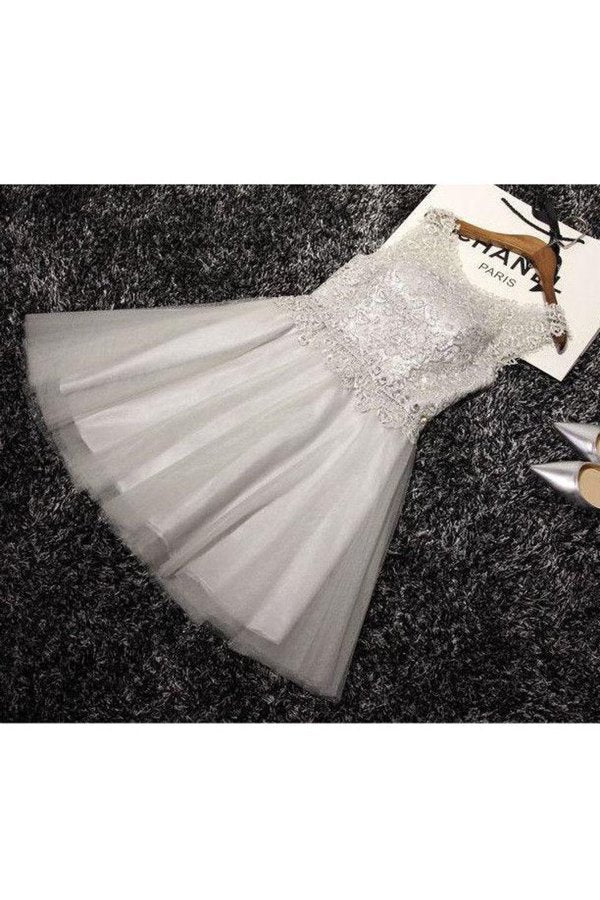 2022 New Arrival Scoop Tulle & Lace Homecoming Dresses With Sash P9X1PF7F