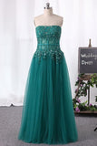 2024 Strapless Prom Dresses A Line Tulle With PJQZA7X4