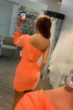 One-Shoulder Tight Short Prom Dress Homecoming Dress