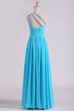2022 One Shoulder Prom Dresses A Line Chiffon With Beads And PCYHFNCY