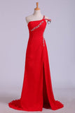 Prom Dresses Sheath Split Front Floor Length One Shoulder Color P6M8GMY4