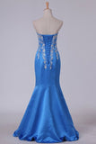 2024 Satin Sweetheart Mermaid Prom Dress With Embroidery PQRLM3C2