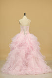 2024 Ball Gown Sweetheart Organza Quinceanera Dresses Court Train PC4K26K3
