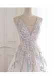 Beaded Spaghetti Strap Illusion V Neckline Wedding Dress With Colorful STGPH7CQTB3