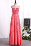 2024 A Line Lace Prom Dresses Scoop With Beading PJ25LKC8