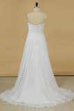 2024 Sweetheart Pleated Bodice A Line Wedding Dress With Flowing PREA6ZBD