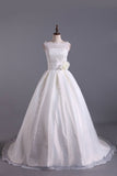 2024 Romantic Lace Bodice A Line Wedding Dress Pick Up Organza Skirt Cathedral Train P5QMNL8C