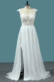 2024 Chiffon A Line Straps Wedding Dresses With Applique P5QQ15R3