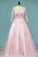 2022 Muslin Dresses Scoop A Line Prom Dresses Long Sleeves Tulle P4EACHSF