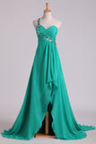 2022 Prom Dresses One Shoulder With Beading/Sequins A Line Chiffon P3JFNJ1H