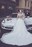 A Line Round Neck Tulle Wedding Dresses With Appliques Wedding STGPYP3F2BA