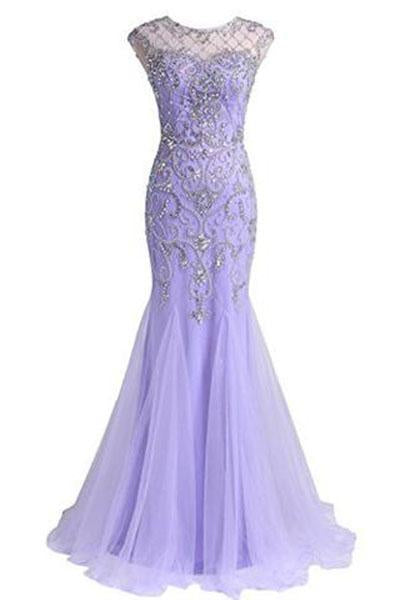 Prom Dresses A Line Beaded Bodice Open Back Party Dresses