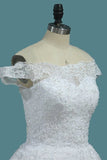 2024 A Line Tulle Off The Shoulder Wedding Dresses With Applique PZ9JNF9J