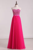 2024 Sweetheart A-Line Tulle Prom Gown Beaded Bodice PSY2TPNS