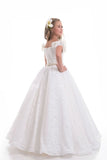 2022 Off The Shoulder A Line Lace Flower Girl Dresses With P9XNHC98