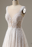 Lace Applique Cap Sleeve Long Wedding Dress