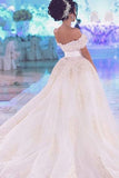 2024 Off The Shoulder Wedding Dresses Sheath Tulle With Applique P8AATKP9