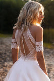 Sexy Lace Appliques High Neck Country Wedding Dresses, Beach Bridal Dresses STG15528