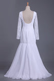 2024 Bateau Prom Dresses Mermaid Long Sleeves Lace Floor PN7LGXT4