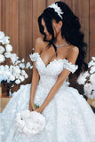 A Line Off The Shoulder Wedding Dresses Tulle With Applique And STGPR88F3G3
