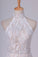 2022 Open Back Prom Dresses High Neck Lace With Beads And Slit P7NME6QJ