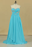 2022 Prom Dresses A Line Sweetheart Chiffon With Beads And PALZ6TA1