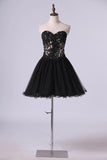 2024 A Line Sweetheart Mini Homecoming Dresses With Beads & P57G1P99