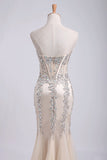 2022 Prom Dress Sweetheart Mermaid Embellished With Beads Tulle Floor PJNPT3XH