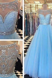 2022 New Arrival Tulle Scoop With Applique And Beaded Bodice Prom Dresses A Line PJJ6L2ZJ