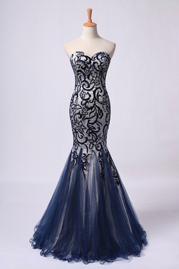 2022 New Style Prom Dresses Mermaid Sweetheart Floor Length Tulle With PL9HQNF4